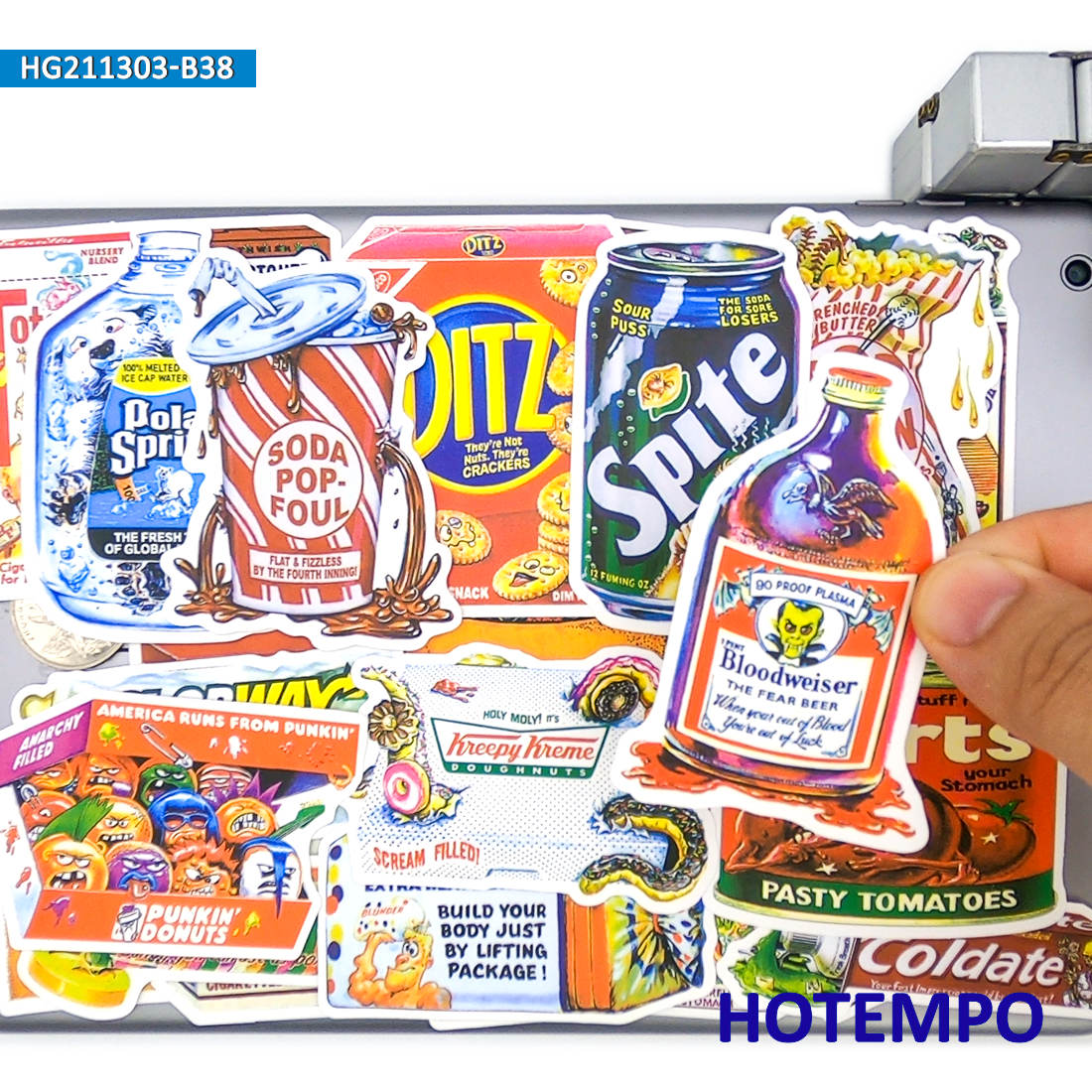 Food Snacks Drinks - 38個入り、 スナックドリンク食品なりすましアウターパッキングステッカー、 レトログラフィティアートデカール、 電話、ラップトップ、スケートボード、オートバイ、車、自転車、ギター、 ステッカー玩具