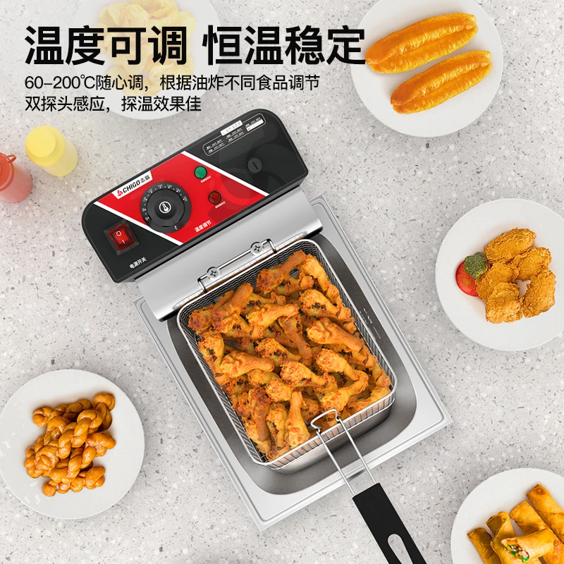 220V チゴ業務用電気フライヤー シングル/ダブルタンク  - Snacks Food Stall のレビューと価格