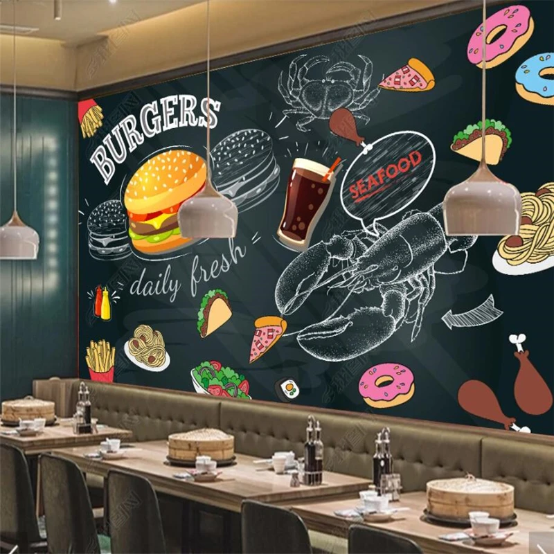 黒板手描きハンバーガーフライドポテト壁紙ファーストフードレス - Food Snacks Background のレビューと価格
